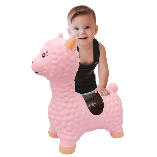 JAM460543 - Pink Llama Bouncing Animal with pump - 1