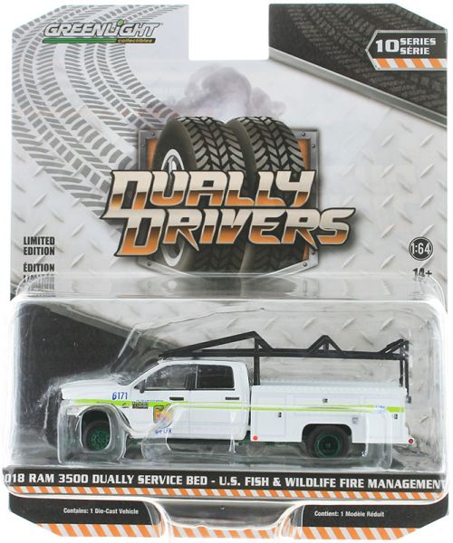 GREEN46100-EVERT - DODGE Ram 3500 with green wheels 2018 U.S. FISH from the DUALLY DRIVERS series in blister pack - 1