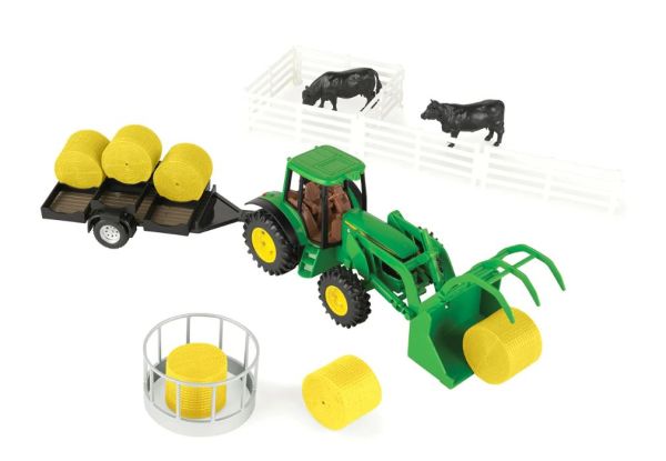 ERT47519 - JOHN DEERE with flatbed loader and hay bale - 1