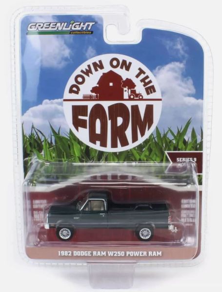 GREEN48090-B - DODGE Ram W250 Power Ram 1982 green from the DOWN ON THE FARM 09 series, blister-packed - 1