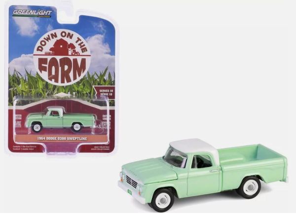 GREEN48100-B - DODGE D200 Sweptline 1964 green from DOWN ON THE FARM series 10 in blister pack - 1