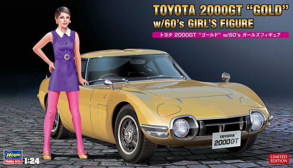 HAW52333 - TOYOTA 2000GT Gold with 60's figure to assemble and paint - 1