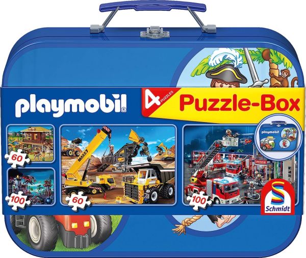 SCM55599 - 4 PLAYMOBIL Box Puzzles 60 and 100 Pieces blue - 1