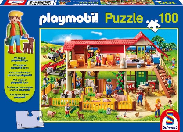 SCM56163 - 100 Piece PLAYMOBIL Farm Puzzle with Figure - 1