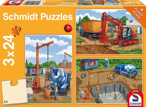 SCM56200 - 3 24 Piece Puzzles with poster On the construction site - 1