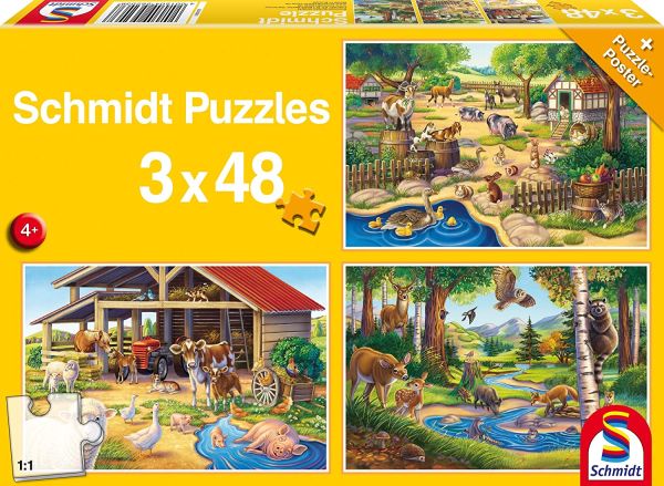 SCM56203 - 3 Puzzles 48 pieces all my favourite animals - 1