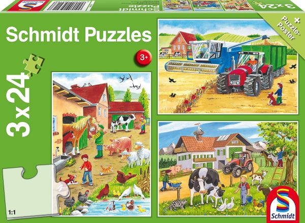 SCM56216 - 3 24 Piece Farmhouse Puzzles with poster - 1