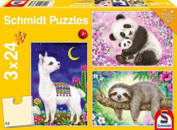 SCM56368 - 3 24 Piece Puzzles Panda Lama and Sloth - 1