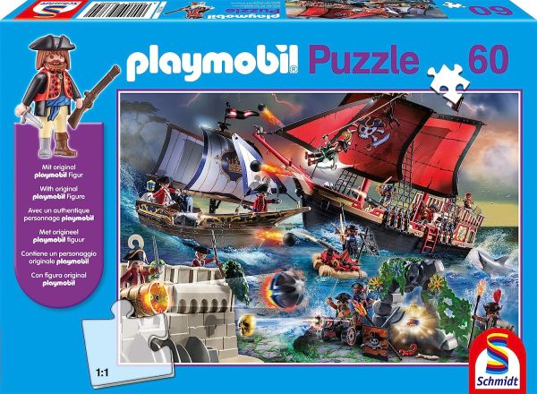 SCM56382 - 60 Piece Puzzle PLAYMOBIL Pirates with figure - 1