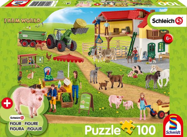 SCM56404 - 100 Piece SHCLEICH Farm and shop puzzle with figure - 1