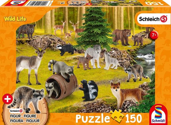 SCM56406 - 150 Piece Puzzle SCHLEICH wild animals with figurine - 1