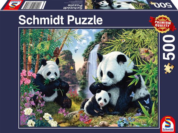 SCM57380 - 500 Pieces Puzzle Panda Family at the Waterfall - 1