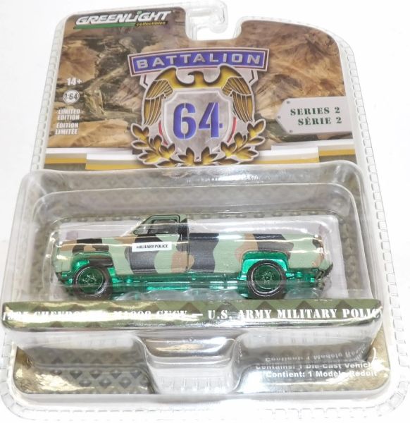 GREEN61020-DVERT - CHEVROLET M1008 CUCV Military Police with green wheels 1985 series BATAILLON 64 in blister pack - 1