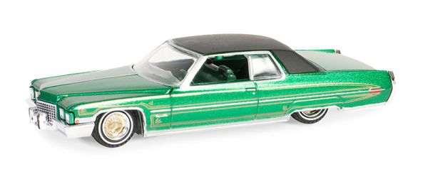 GREEN63060-E - 1971 CADILLAC coupé Deville Green from the CALIFORNIA LOWRIDERS series, blister carded - 1