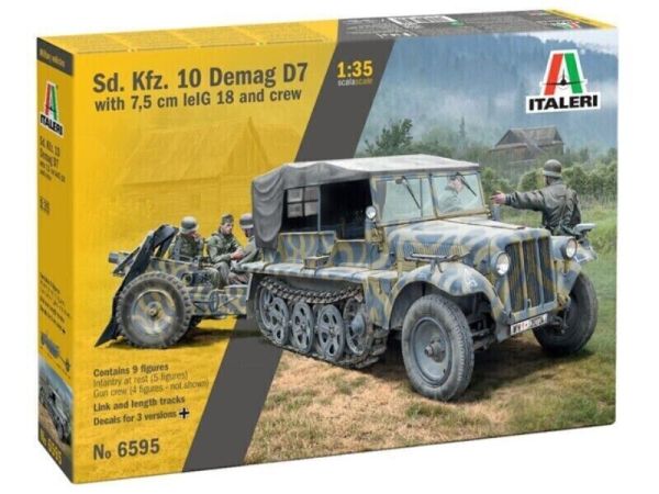 ITA6595 - Sd.Kfz.10 Demag vehicle with Le.IG18 and Crew to be assembled and painted - 1