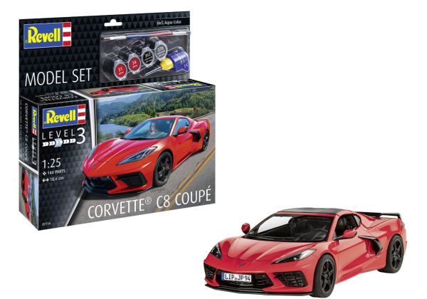 REV67714 - MODEL SET - CORVETTE C8 Coupe with paint to assemble - 1