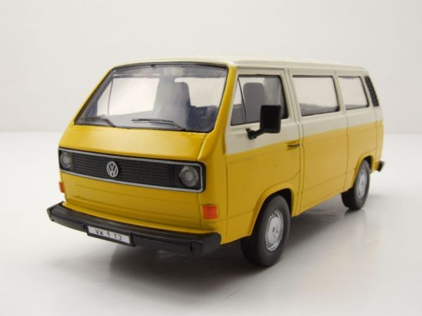 MMX79376JAUNE - VOLKSWAGEN Type 2 T3 yellow and beige bus - 1