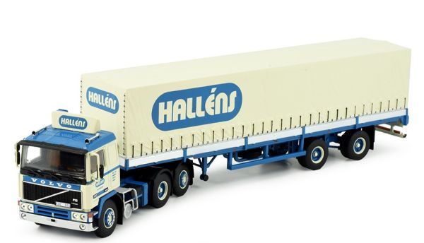 TEK83989 - VOLVO F12 6x2 with tarpaulin trailer 2 Axles HALLENS - 1