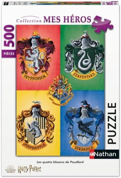 NAT871162 - 500-piece puzzle HARRY POTTER - The 4 Coats of Arms of Hogwarts - 1