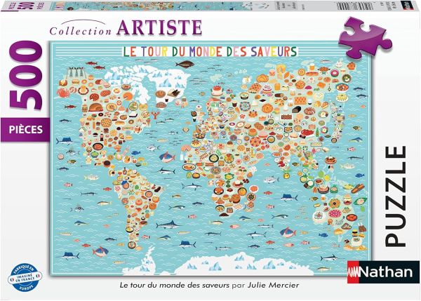 NAT872909 - 500-piece puzzle Around the world in flavors by Julie Mercier - 1