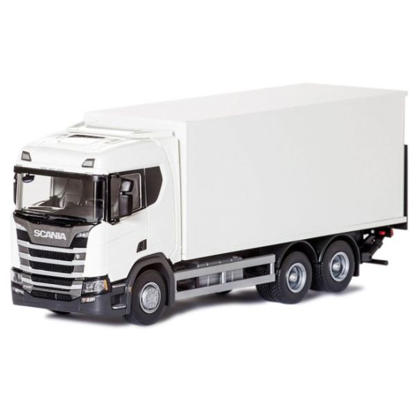 EMEK89602 - SCANIA CR 6x4 white with box and tailgate - 1