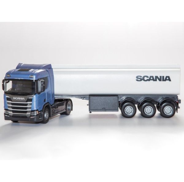 EMEK90600 - SCANIA R450 4x2 metallic blue with 3-axle tank trailer - 1