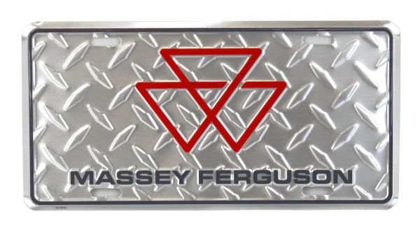 96124 - MASSEY FERGUSON Silver metal plate - 30 x 15 cm - 1