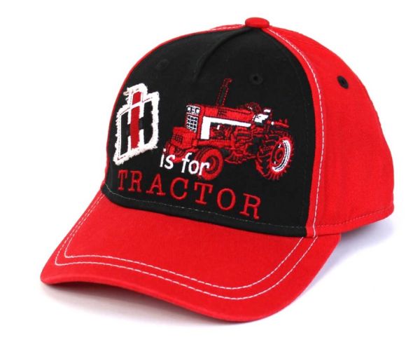 A1610-TOD - Red and black IH is for Tractor children's cap - 1