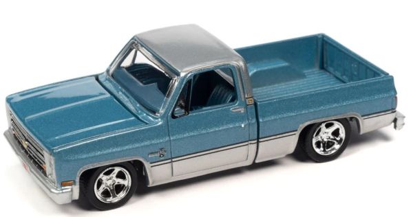 AW64402B-D - CHEVY Silverado Fleeside 1985 Blue and Grey - Blister Pack - 1