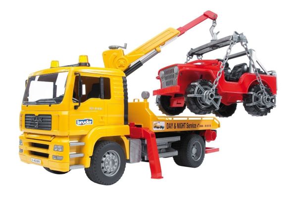 BRU2750 - MAN TGA truck help with Jeep BRUDER toys - 1