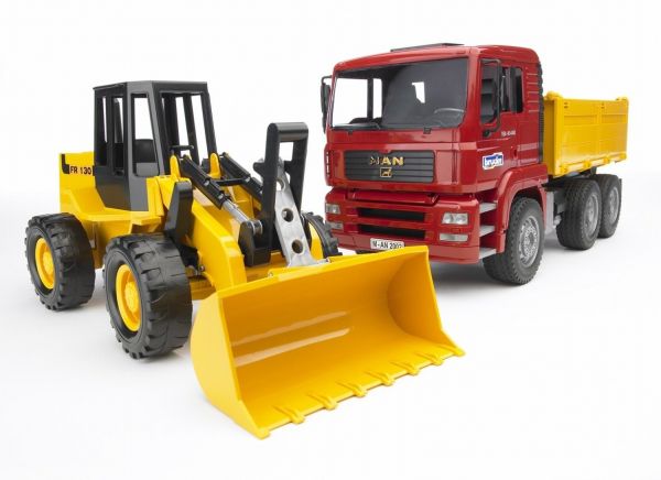 BRU2752 - MAN TGA 6x4 with skip and loader BRUDER toys - 1