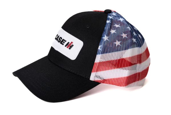 CIHFM - CASE IH black cap with American flag mesh back - 1