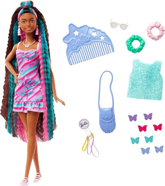 MATHCM91 - Barbie Totally Hair - Fantasy hair with accessories and butterflies - 1