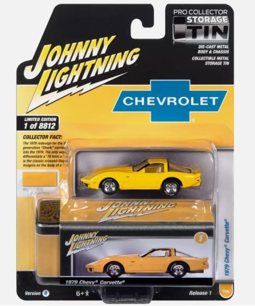 JLCT011-A - CHEVROLET Corvette 1979 yellow from the COLLECTOR TINS series in blister pack - 1