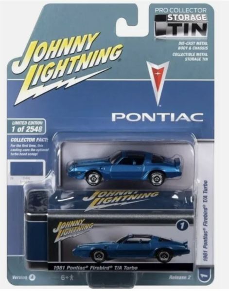 JLCT012-A - PONTIAC Firebird T/A Turbo 1981 Blue from the COLLECTOR TINS series in blister pack - 1