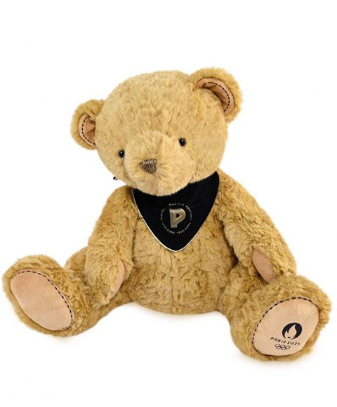 JO2452 - Brown teddy bear with bandana - Paris 2024 - 37cm - 1