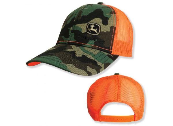 MC13080880CA - JOHN DEERE Commercial Brand Camouflage and Orange Mesh Back Cap - 1