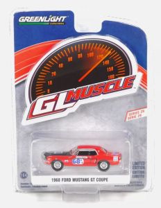 GREEN13360-B - FORD Mustang GT coupé #68 1968 red from the GL MUSCLE series in blister pack