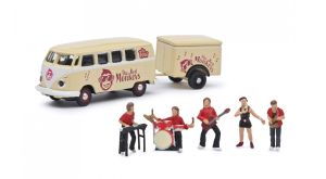 SCH26691 - VOLKSWAGEN T1 bus with 1-axle trailer THE RED MONKEYS and 5 characters