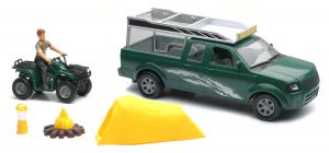 NEW37385A - Adventure set with Pick-up green and camping accessories character and quad