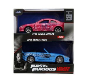 JAD35395 - Pack of 2 cars HONDA Integra 1995 pink and HONDA S2000 2001Blue FAST and FURIOUS