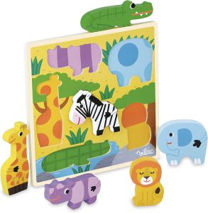 VIL4628 - Wooden Puzzle 6 Pieces Savannah Animals