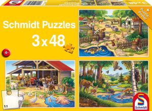 SCM56203 - 3 Puzzles 48 pieces all my favourite animals