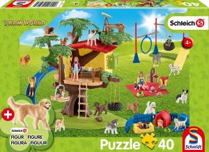 SCM56403 - 40 Piece Puzzle SCHLEICH Happy Dogs with figure