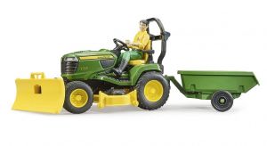 BRU62104 - Gardening with JOHN DEERE lawn tractor, trailer and accessories