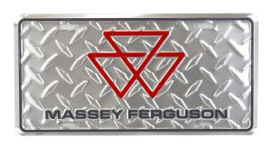 96124 - MASSEY FERGUSON Silver metal plate - 30 x 15 cm