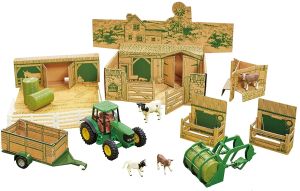 BRI43257 - My farm box with JOHN DEERE tractor accessories and animals cardboard box to assemble