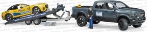 BRU2504 - DODGE RAM 2500 Power Wagon with Trailer and Car Roadster Racing Team