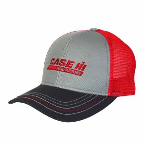 CNH101 - Gray and black CASE IH cap with red mesh