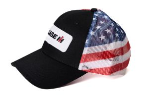 CIHFM - CASE IH black cap with American flag mesh back